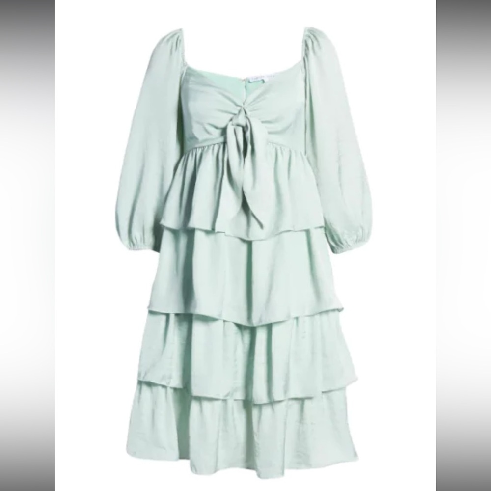 English Factory Seafoam Green Tiered Mini‎ Dress Womens Size S Romantic
